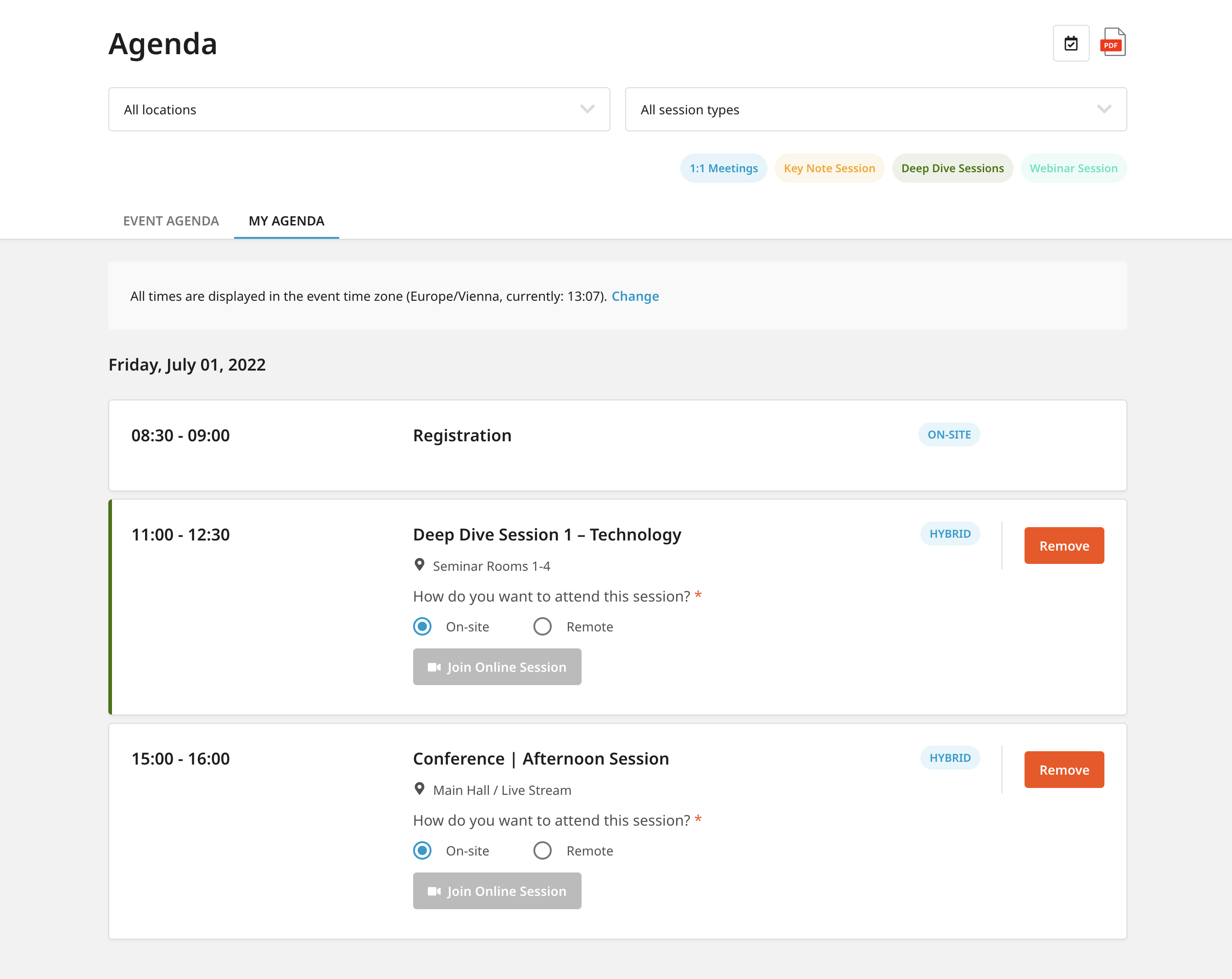 Participants Event Agenda