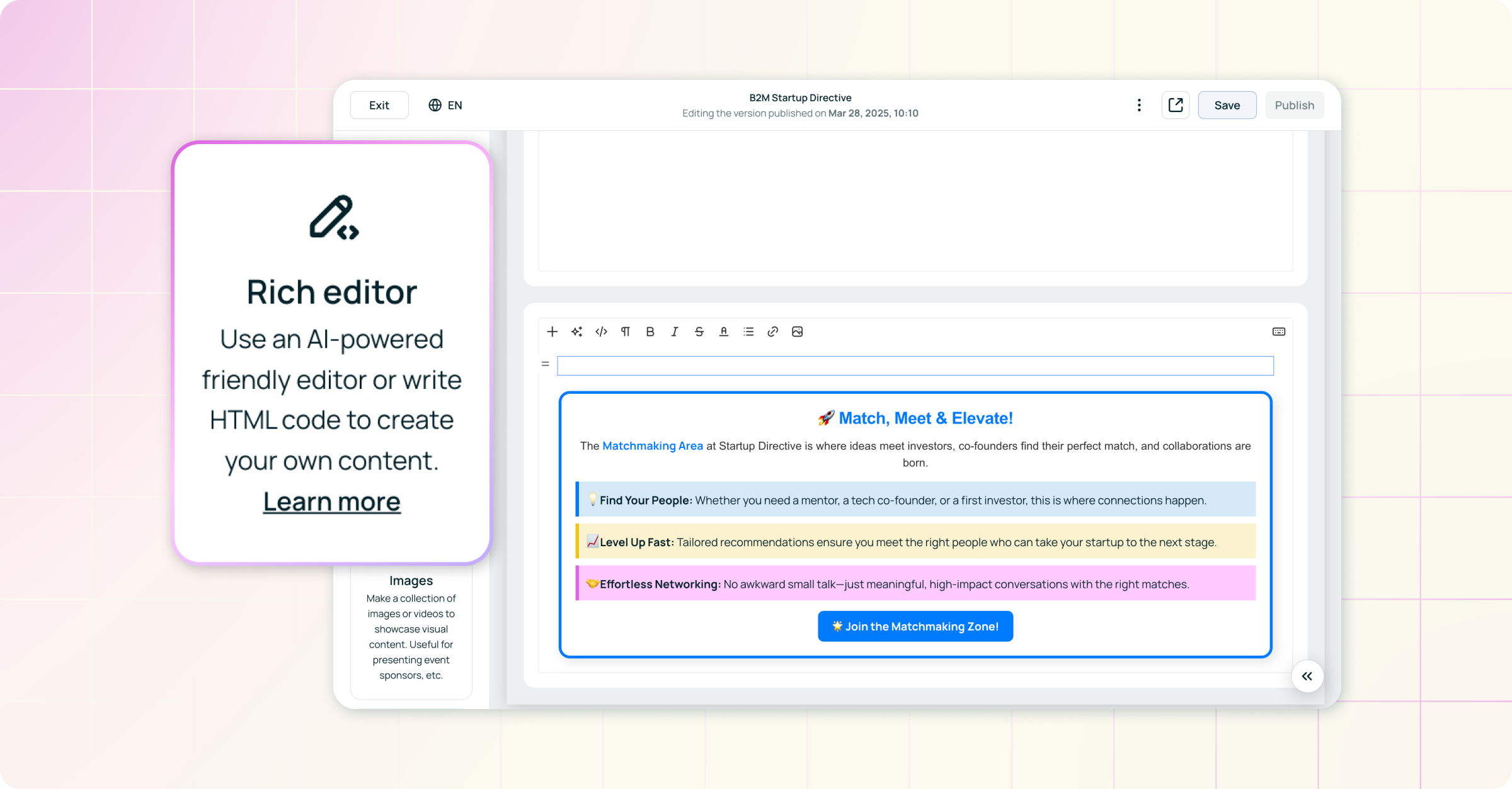 Spark your creativity with the customizable Rich Editor